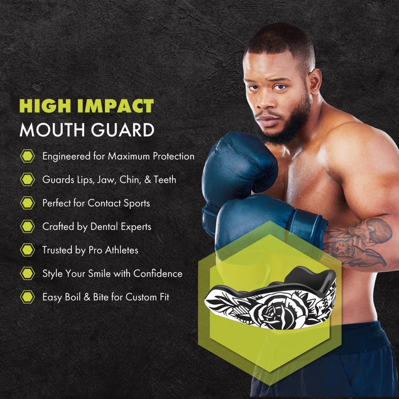 DAMAGE CONTROL High-Impact Mouth Guard â€“ Sports Mouthguard for Boxing, Football, Hockey, Lacrosse & Basketball, Protects Teeth & Jaw, Protective Mouthpiece for Adults & Youth (Adult, Blackarts 2.0) - Image 2